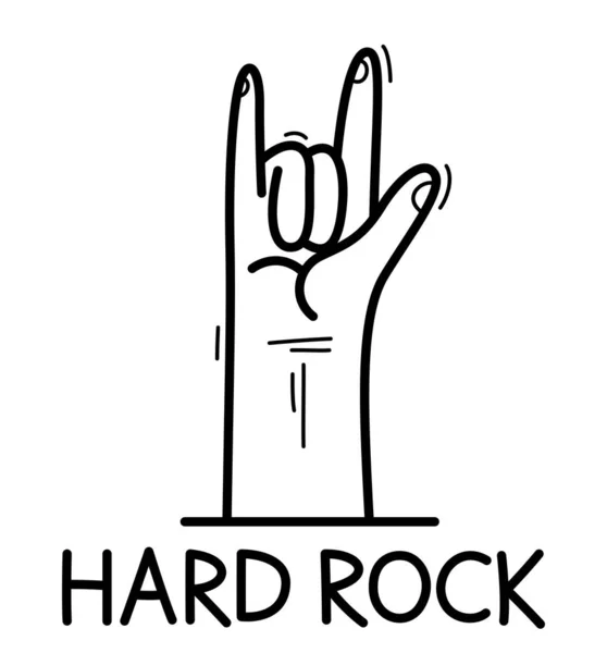 Hard Rock Heavy Metal Devil Horns Gesture Hand Vector Flat — Stock Vector