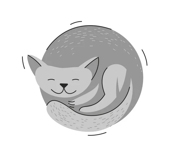 Leuke Kat Slapen Vector Illustratie Huisdier Cartoon — Stockvector