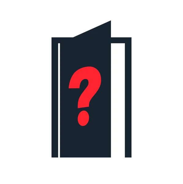 Secret Door Vector Concept Half Open Door Question Mark New — Stock Vector