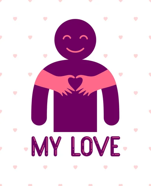 Love Arms Hugging Lover Shows Heart Shape Gesture Hands Lover — Stock Vector