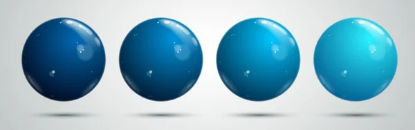 Esferas Brilhantes Realistas Azul Escuro Luz Cores Conjunto Vetorial Bolas — Vetor de Stock