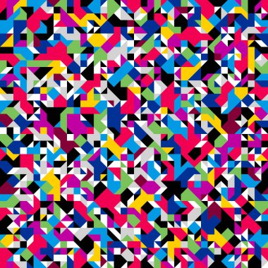 Geometrik mozaik vektör dikişsiz desen, duvar kağıtları için kaotik soyut arkaplan, ambalaj kağıdı veya web sitesi arka planı.