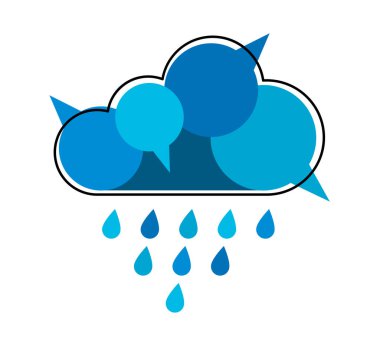 Toplum tartışması ve bulut ile gösterilen beyin fırtınası vektör kavramı, çeşitlilik, konuşma, brifing veya konferans, seminer veya sempozyum gibi farklı konuşma baloncuklarıyla birleştirilmiştir..