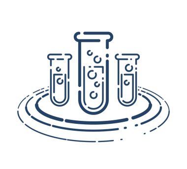 Test tübü vektörü basit doğrusal simge, bilim kimyası ve tıp analiz çizgisi sanat sembolü, laboratuvar araştırması.