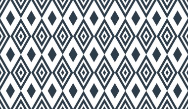 Rhomb kusursuz geometrik vektör şablonu, eşkenar dörtgen basit siyah beyaz duvar kağıdı arkaplan, etnik halk nakışı veya halı tarzı görüntü.