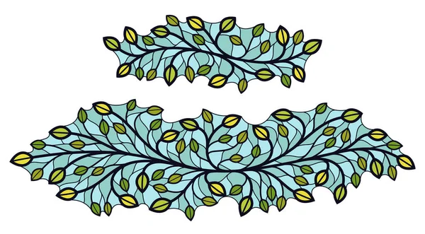 Diseño Floral Vectorial Con Hojas Ramas Aisladas Sobre Blanco Banner — Archivo Imágenes Vectoriales