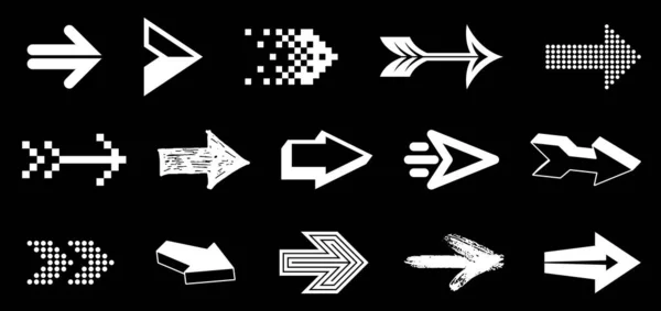 Σύμβολα Βέλος Μεγάλο Σύνολο Από Διαφορετικά Σχήματα Στυλ Και Έννοιες — Διανυσματικό Αρχείο