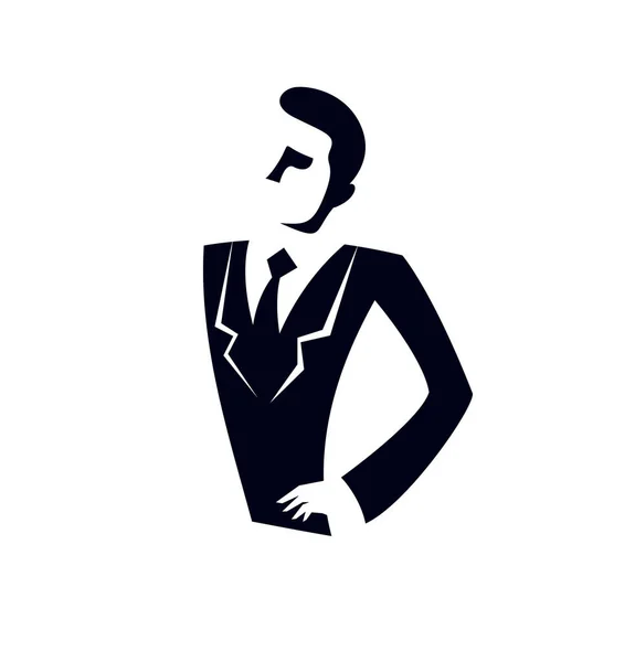 Młody Atrakcyjny Biznesmen Wektor Logo Lub Ikona Izolowane Białym Symbol — Wektor stockowy