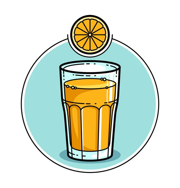 Appelsinjuice Glass Isolert Hvit Bakgrunn Vektorillustrasjon Tegnefilm Logo Eller Skilt – stockvektor