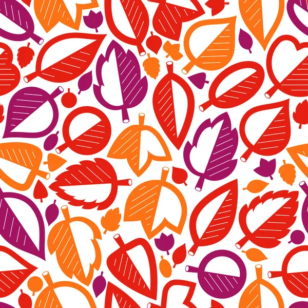 Stylish Cartoon Autumn Leaves Seamless Vector Pattern Endless Wallpaper Textile — Stock Vector