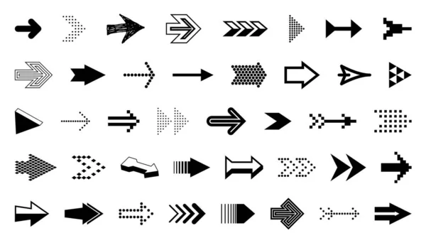 Flecha Símbolos Gran Conjunto Diferentes Formas Estilos Conceptos Cursores Para — Archivo Imágenes Vectoriales