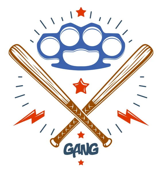 Kije Baseballowe Przekroczył Wektor Gangu Logo Lub Znak Gangsterski Styl — Wektor stockowy