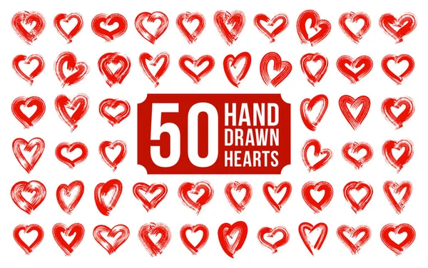 Χειροποίητες Καρδιές Διανυσματικά Λογότυπα Εικονίδια Που Πινέλο Εγκεφαλικό Επεισόδιο Ζωγραφισμένα — Διανυσματικό Αρχείο