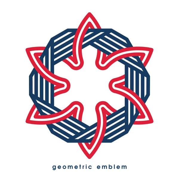 Abstracte Geometrische Bloem Vector Symbool Geïsoleerd Wit Lijn Kunst Geometrische — Stockvector