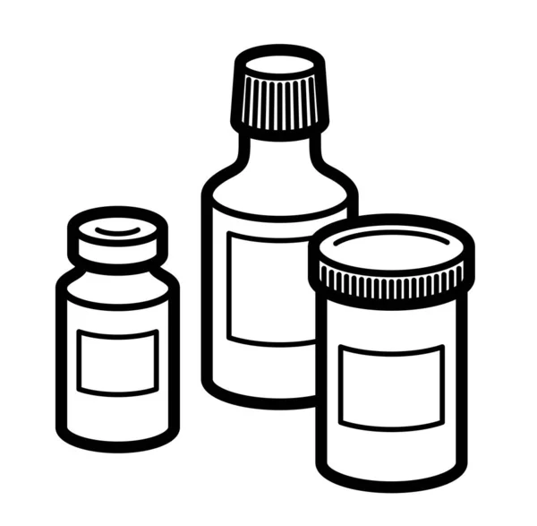 Medicin Apotek Tema Medicinska Flaskor Vektor Illustration Isolerad Läkemedel Och — Stock vektor