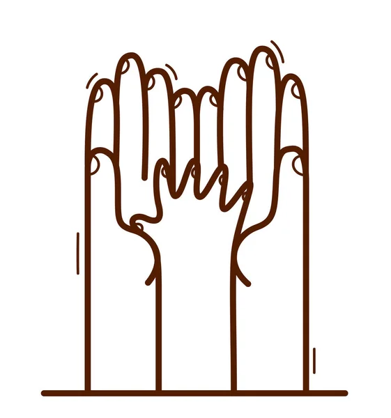 Две Руки Маленький Ребенок Пальмы Защиты Показывать Уход Векторный Плоский — стоковый вектор