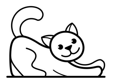 Küçük kedicik komik vektör düz çizgi film beyaz, evcil kedi sevimli ve sevimli.