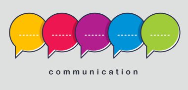 Communication concept shown with speech bubbles vector illustration, conference or briefing, blog public discussion, lets talk clipart
