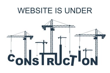 Vinçler, inşaat kelime vektör konsepti tasarımı, gelişim sürecinde harf içeren kavramsal illüstrasyon, web sitesi ilerlemesinin şık metaforunu oluşturur..