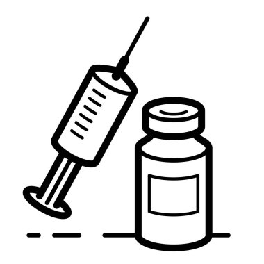 Beyaz, salgın ya da pandemik Coronavirus covid 19, grip, SARS ya da herhangi bir aşı, farmakoloji konsepti üzerine izole edilmiş bir şırınganın aşı temalı temsili.