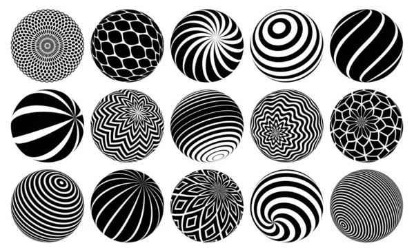 Abstract Spheres Vector Set Collection Balls Decorated Patterns Mixed Variety — Stock Vector