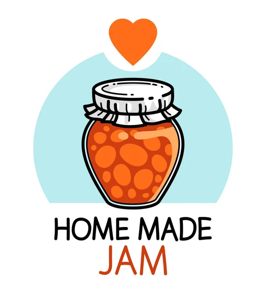 Jar Jam Isolated White Vector Emblem Illustration Cartoon Style Delicious — Stock Vector