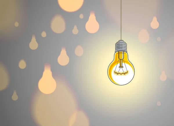 Light Bulb Illuminates Background Creative Layout Blurred Defocused Lights Beautiful — Stock vektor