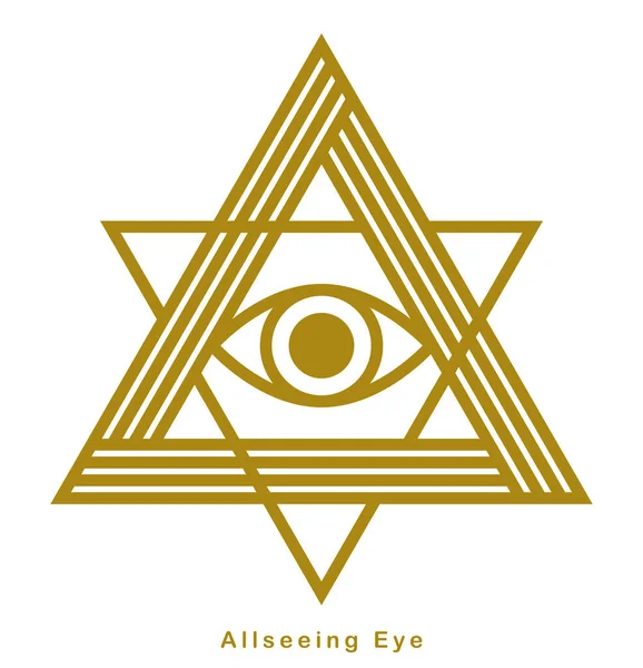 Alles Sehende Auge Dreieck Pyramidenvektor Altes Symbol Modernem Linearen Stil — Stockvektor