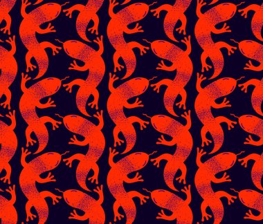 Kertenkeleler pürüzsüz tekstil, bir sürü sürüngen içeren vektör arkaplan sonsuz doku, şık kumaş veya duvar kağıdı tasarımı, tehlikeli vahşi hayvanlar..