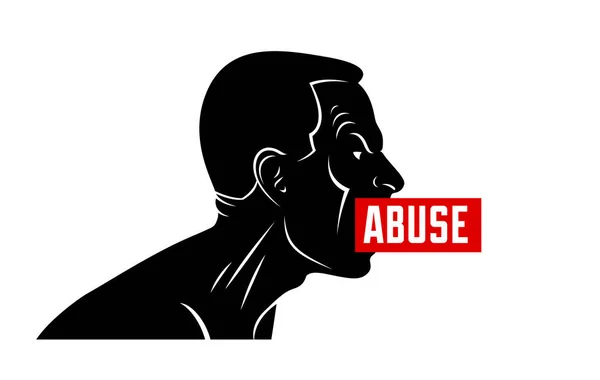 Abuse Verbal Aggression Anger Man Face Profile Screaming Shouting Vector — Stock Vector