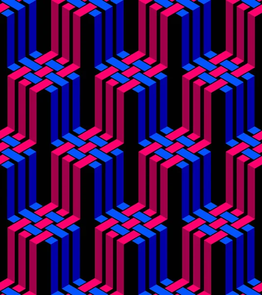 Stripy Mesh Weven Kubussen Naadloos Patroon Abstracte Vector Achtergrond Voor — Stockvector