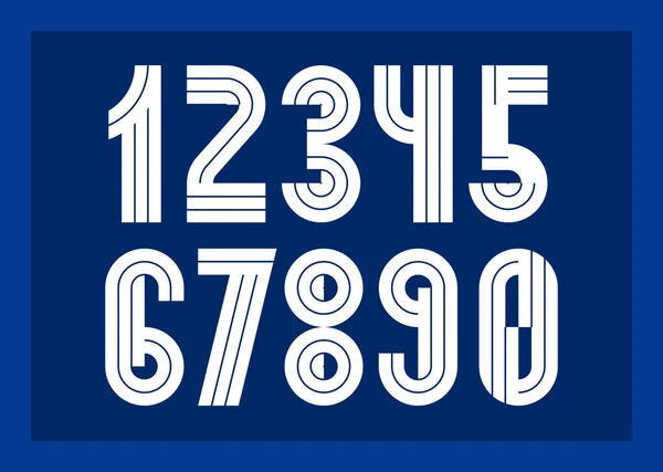 几何数字集 矢量数字 复古90年代风格的流行数字与几何元素 线条条纹设计 — 图库矢量图片