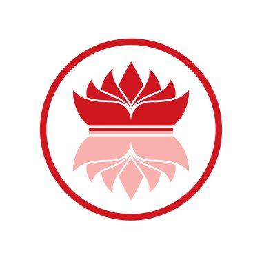 Daire beyaz zemin üzerine kırmızı logo yansıtıcı taç.