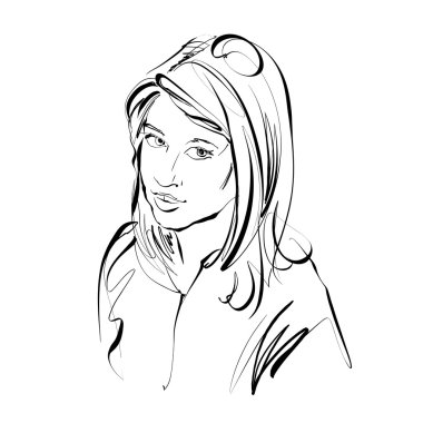 Siyah ve beyaz el bir kadın, kız st ile çizilen illüstrasyon