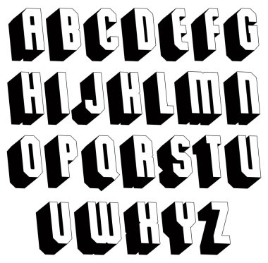 geometrik siyah ve beyaz 3d yazı tipi.