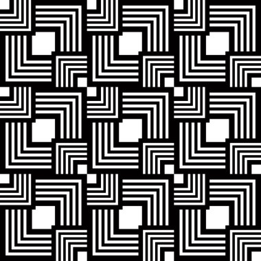 Dikişsiz siyah-beyaz desen, basit vektör çizgili geometri