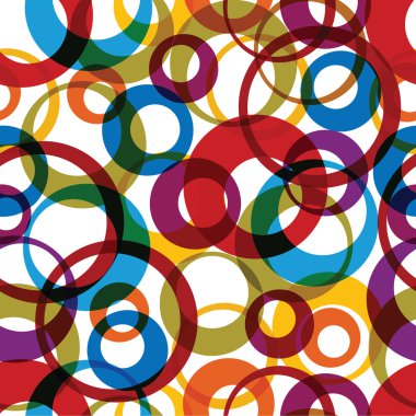Vector bright round rainbow circles on white background, textile clipart