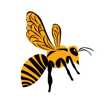 Turuncu parlak resimli Yabanarısı, çizgili sarı böcek üzerinde beyaz b