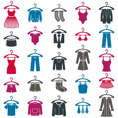 Clothes icon set, vector collection of fashion signs.