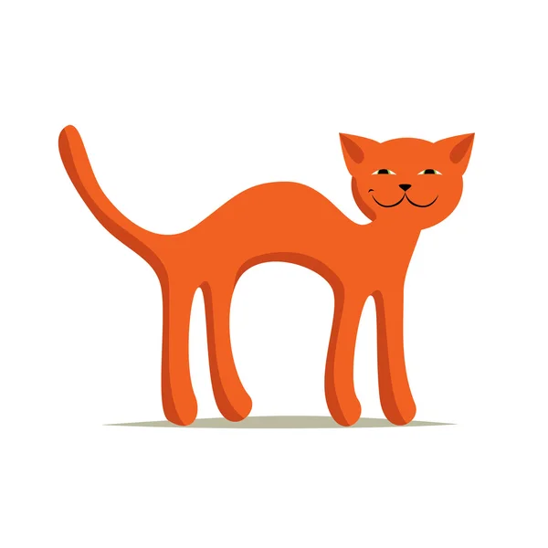 BD rouge chat souriant voûté sur fond blanc . — Image vectorielle