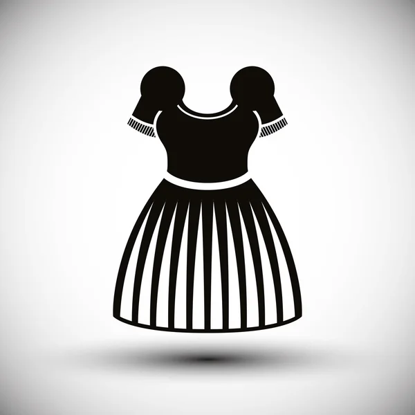 Icône en tissu, illustration vectorielle de robe avec une jupe . — Image vectorielle