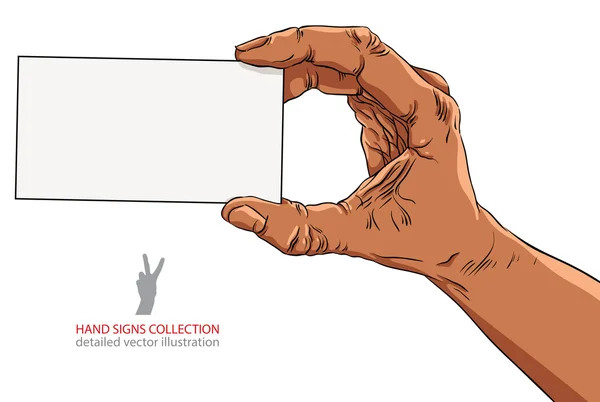 Рука показ візитну картку, Африканський етнічної, докладні вектор я — стоковий вектор