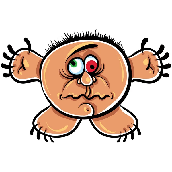 Wierd cartoon monster, absolute crazy numskull portrait, well, t — Stock Vector