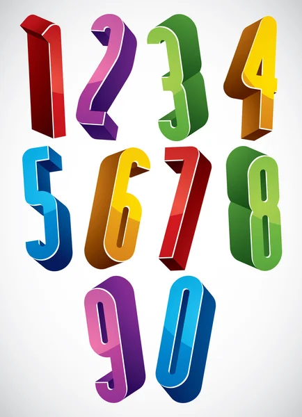 3d extra tall numbers set made with round shapes. — Stock Vector