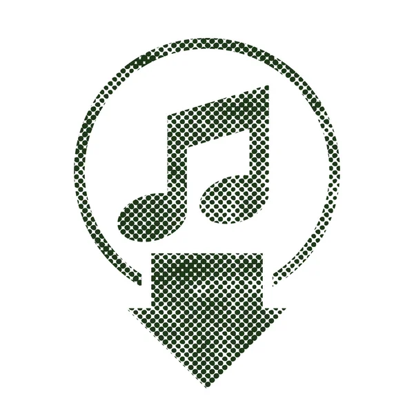 Musik-Icon mit halbtoniger Druckpunkttextur herunterladen. — Stockvektor