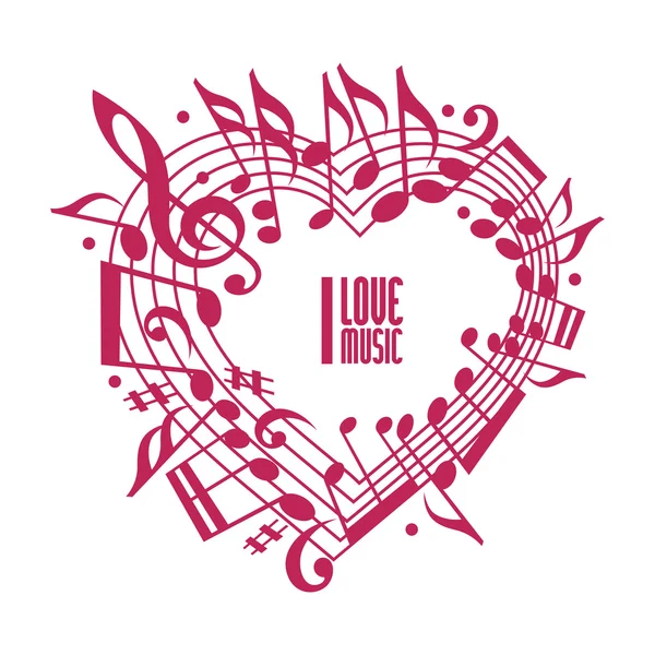 I love music concept, single color design. — Stock Vector