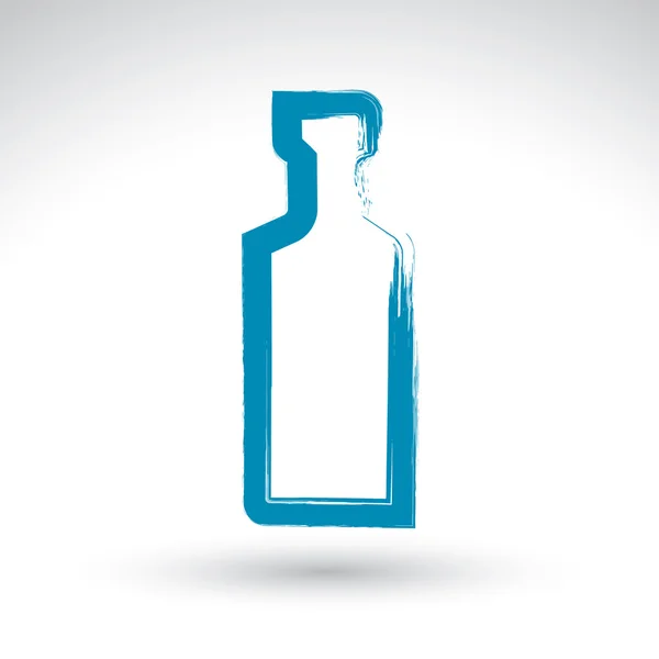 Bouteille vide simple dessinée à la main de tequila, bouteille de dessin au pinceau — Image vectorielle