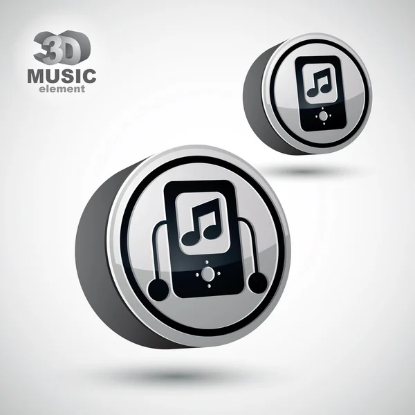 Mp3 player round icon isolated, 3d vector design element. — Stock Vector