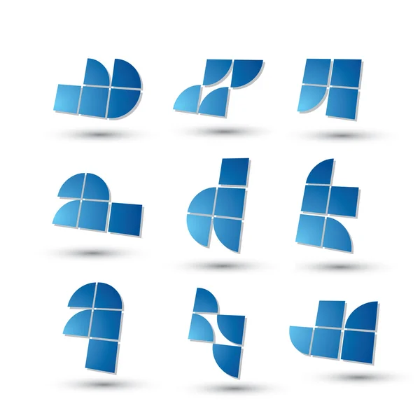 Abstract 3D geometrische eenvoudige symbolen set, vector abstracte iconen. — Stockvector