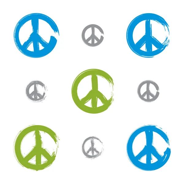 Set of hand drawn simple colorful vector peace icons, collection — Stock Vector